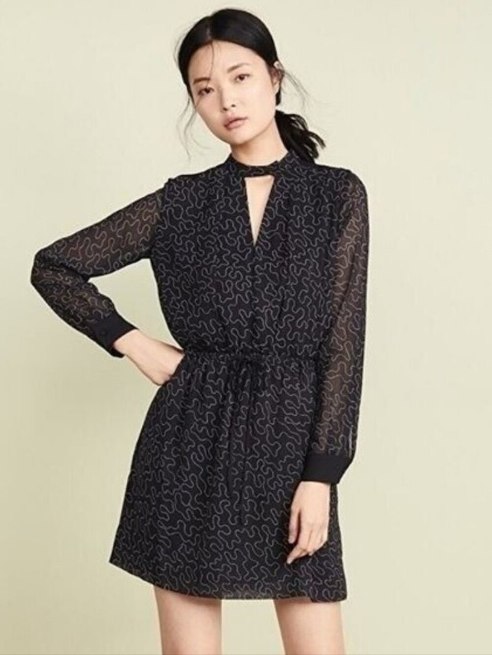 Club Monaco Long Sleeve Organza Quanni Mini Dress